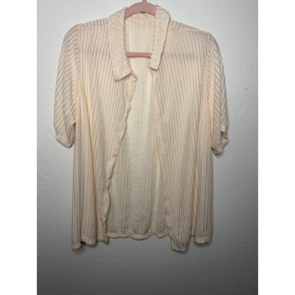 SHEIN Cream Crochet Knit 2 Piece Set Shirt and Pants XL 12 Summer Resort Wear